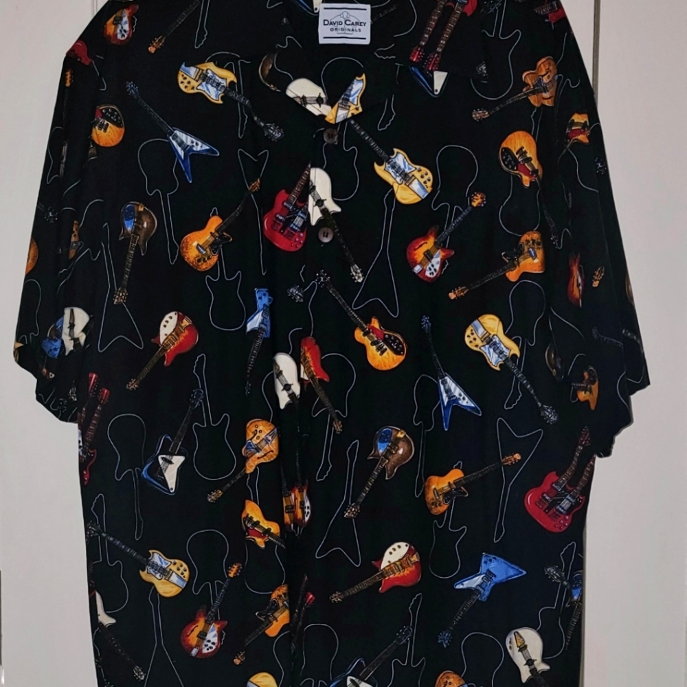 Men's Hawaiian Style Short Sleeve Guitar Shirt